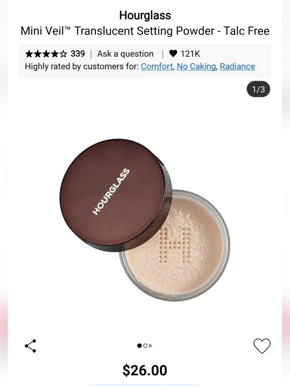 Hourglass Mini Veil Translucent Setting Powder - Beige Cap